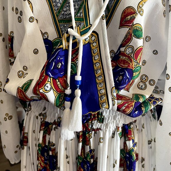 Vintage 80's DIANE FREIS Boho Dress Georgette Midi Floral Paisley Scarf M/L - Picture 11 of 16